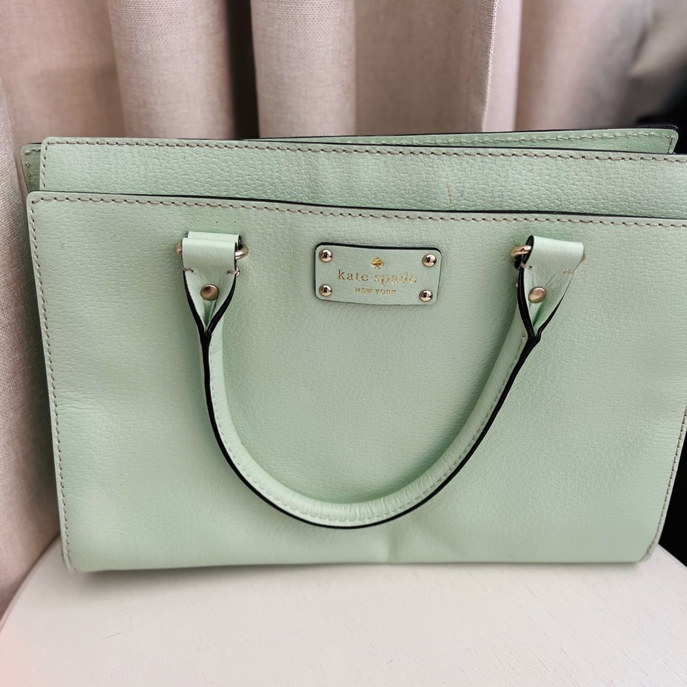 KATE SPADE New York Misty Mint w/Pink Lining Framed Leather Hand Bag Satchel